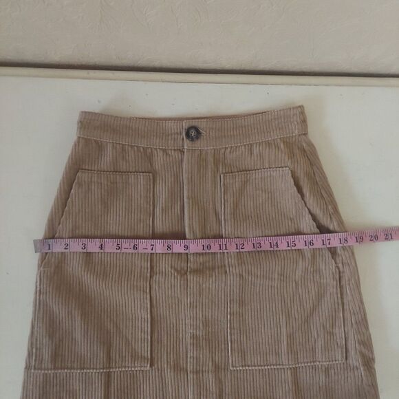 H&M Tan Corduroy High Waist Mini Skirt NEW Sz 4 - Picture 7 of 10